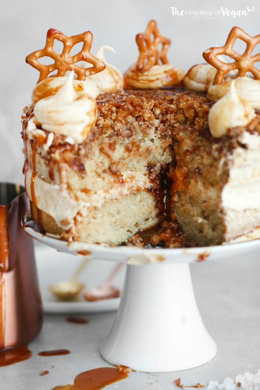 Salted caramel pretzel cake recipe The Little Blog Of Vegan