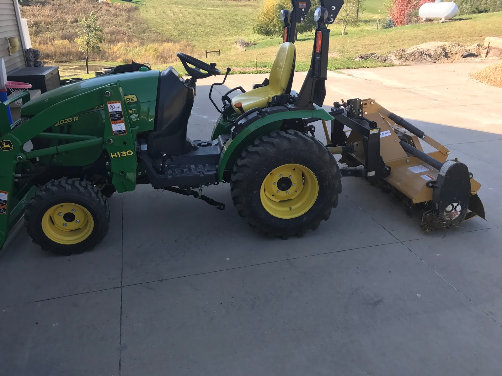 Tarter 5' Tiller on John Deere 2025r Woodward Acres Tree Farm and