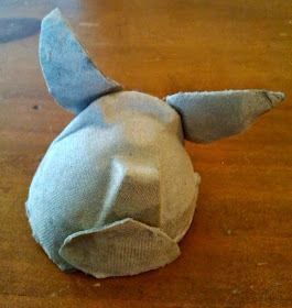 Egg Carton Bunny back, we used scraps, but you could add a cottonball tail
