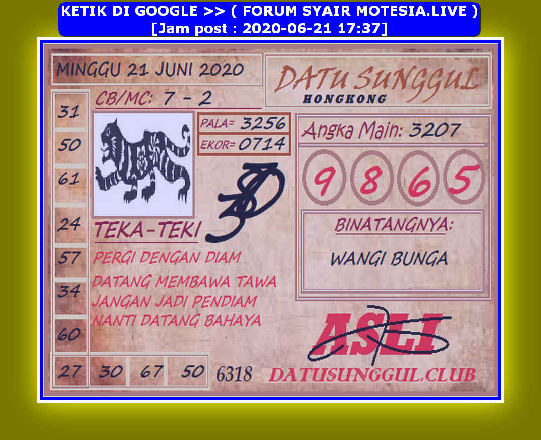 Prediksi Hk Datu Sunggul Hari Ini Kamis