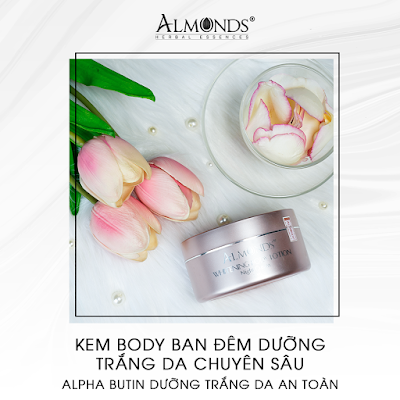 Kem dưỡng trắng da body ban đêm Almonds Kem dưỡng trắng da body ban đêm Almonds