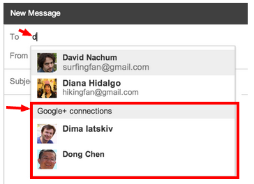come mandare email contatti Google + da gmail impostazioni ricezione nuovi messaggi