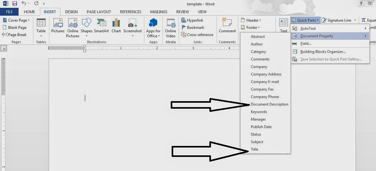 Connecting SharePoint Library columns to MS Word Quick Parts
