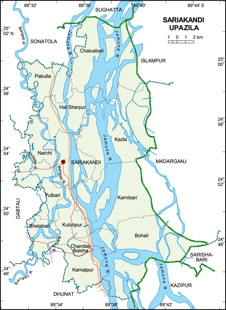 Sariakandi Upazila Map Bogra District Bangladesh