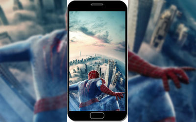 Spider Man au Dessus de New York - Fond d'Écran en QHD pour Mobile