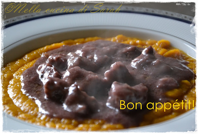 the recipe-tionist ~ bocconcini di maiale al nero d'avola su crema di zucca