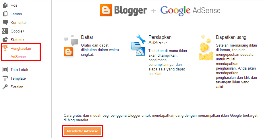 Cara Daftar Google Adsense dari Blogspot - Warnet Sarajaya