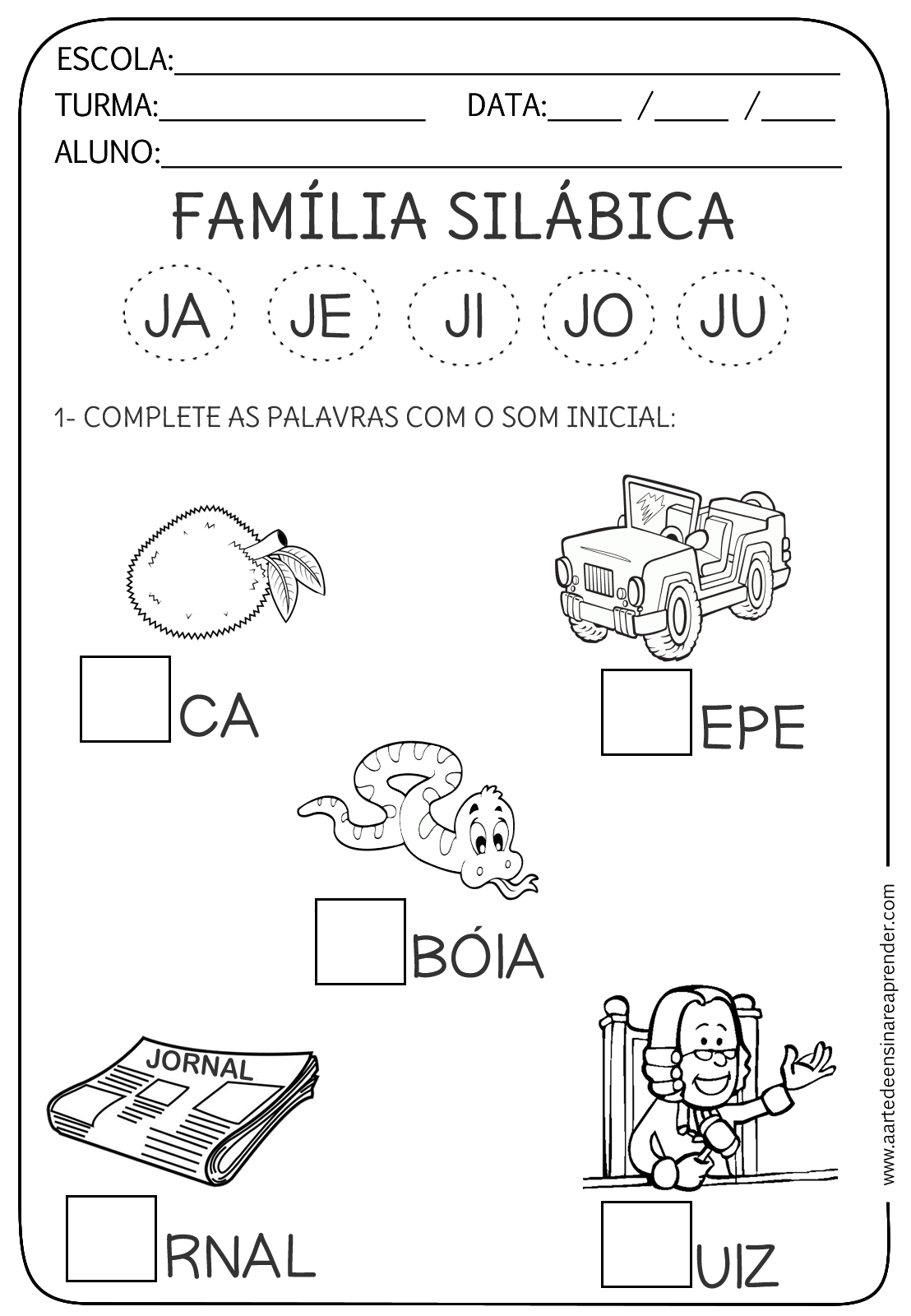 ATIVIDADE PRONTA - FAMÍLIA SILÁBICA X - A Arte de Ensinar e Aprender