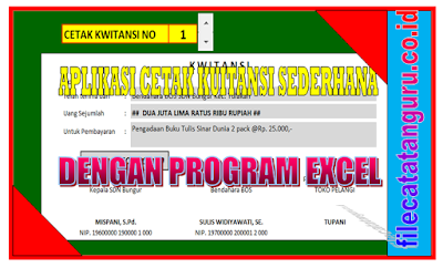 Contoh Aplikasi Excel Cetak Format Kwitansi 3 Warna Yang