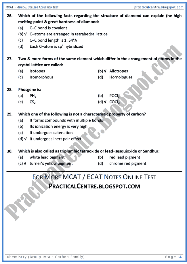 mcat-chemistry-group-iva-(carbon-family)-mcqs-for-medical-college-admission-test