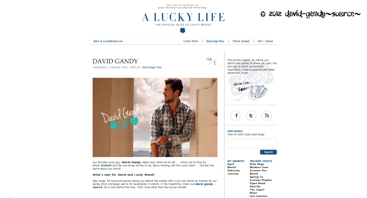 David Gandy Source LUCKY BRAND S/S 2012 Ad Campaign