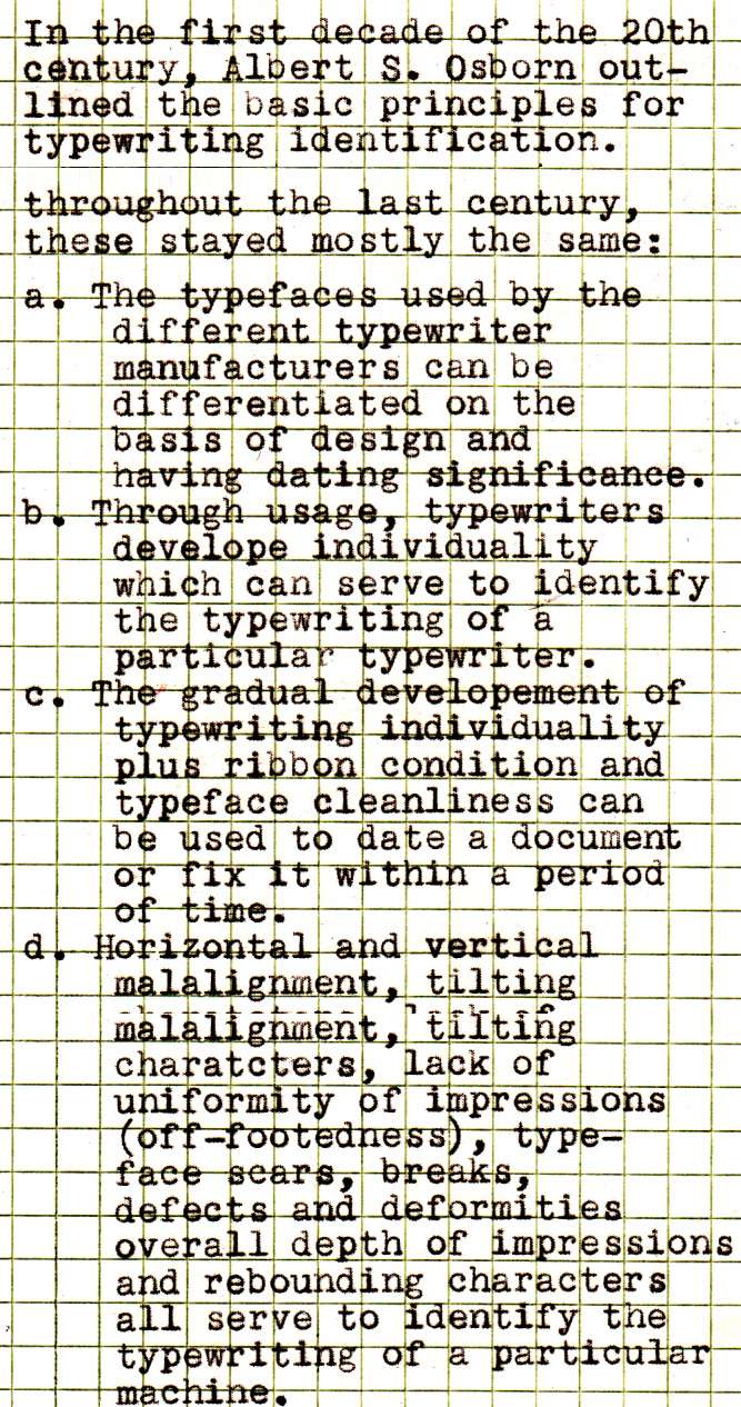 maschinengeschrieben Basic Principles for Typewriting Identification.
