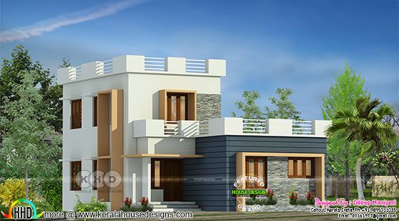 Flat roof modern house design in 1650 square feet area