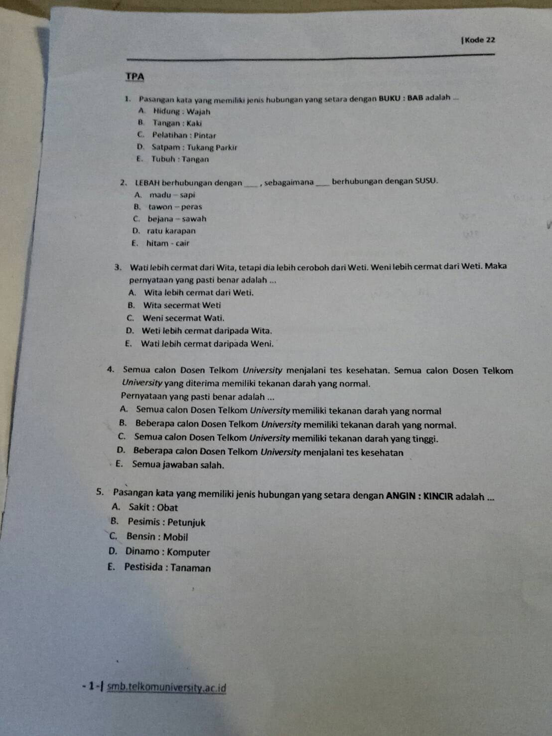 Contoh Soal Fisika Jpu Telkom