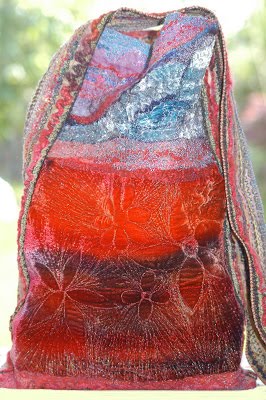 Sac bag made with hand dyed silk velvet and vintage fabrics