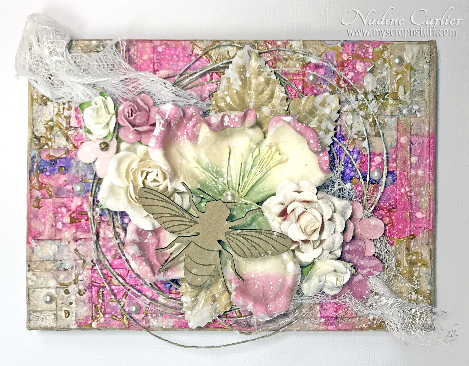 Pretty In Pink Mixed Media Canvas Nadine Carlier