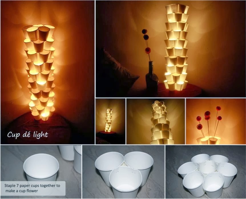 Awesome Diy And Craft 12.Recycle Paper Cups Tower Lamps Tutorials