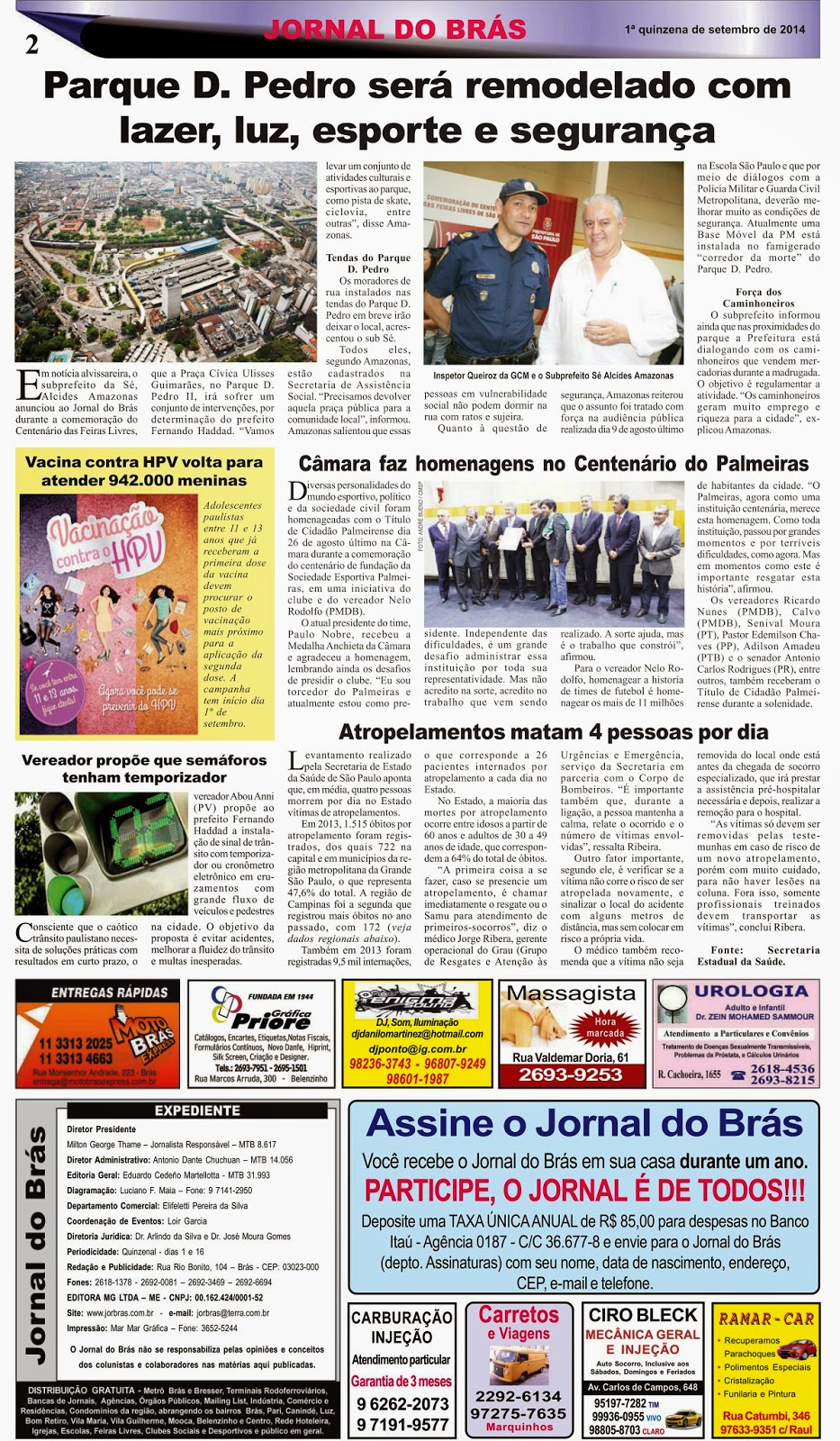 Destaques da Ed. 256 - Jornal do Brás