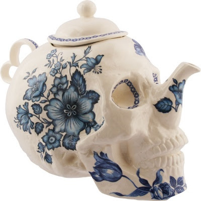 Skull Teapot in Flowers by Trevor Jackson