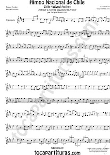 Himno Nacional de Chile Partitura de Clarinete Sheet Music for Clarinet Music Score