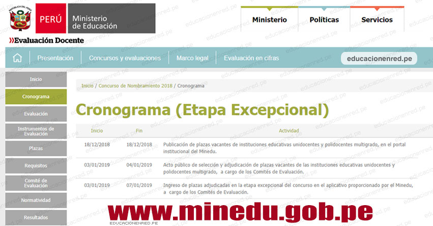 MINEDU: Cronograma Nombramiento Docente 2018 - Etapa Excepcional - www.minedu.gob.pe MINEDU: Cronograma Nombramiento Docente 2018 - Etapa Excepcional - www.minedu.gob.pe