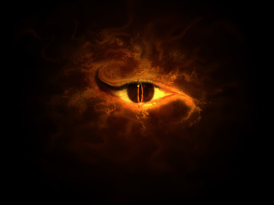 devils eyes with fire