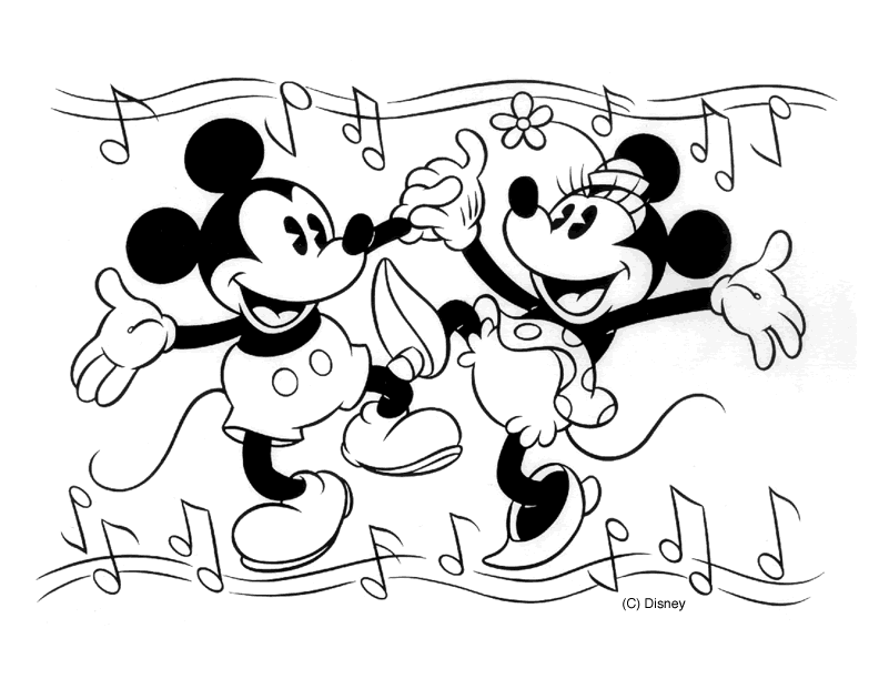 Disney Coloring Page: Mickey and Minnie Mouse Coloring Pages