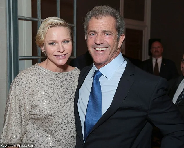 Charlene with Mel Gibson- Princess Charlene and Mel Gibson Foundation Cocktail Reception in Los Angeles.