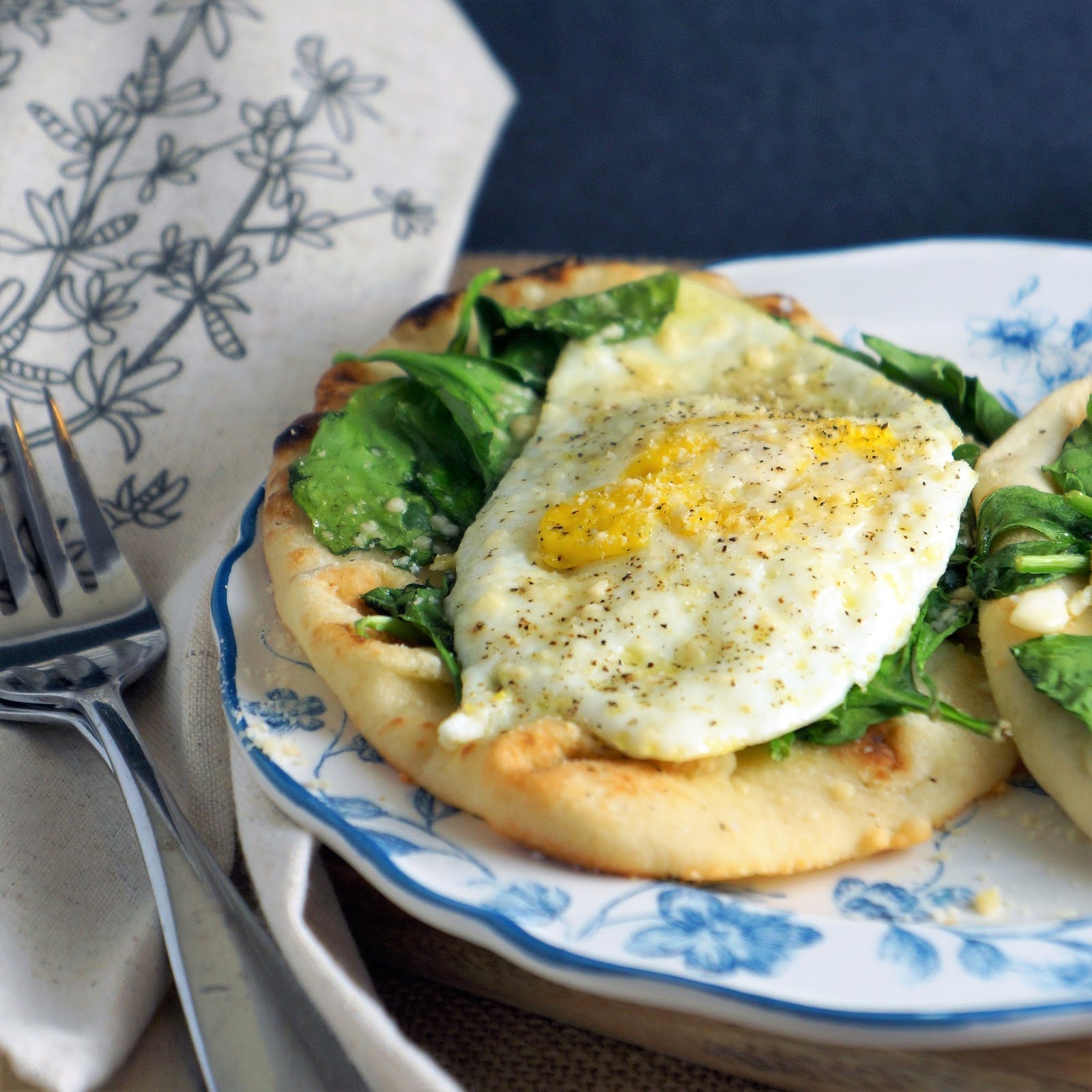 The Scattered Cook Egg, Spinach & Parm Flatbread