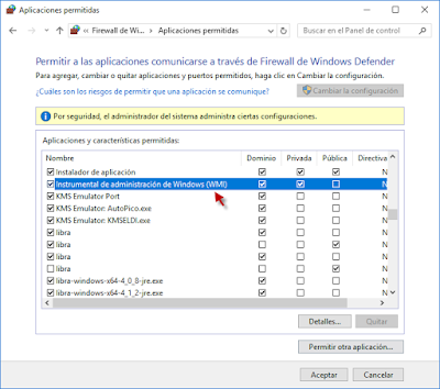 Reglas del WFAS (Windows Firewall Advanced Security) permitir la comunicación para WMI