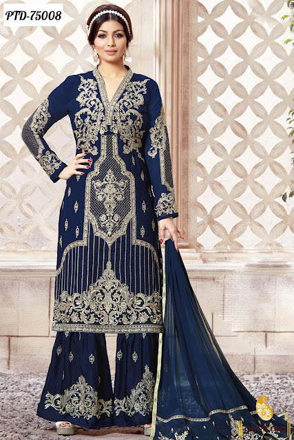 Buy Blue Color Designer Bollywood Palazzo Salwar Kameez for Eid Festival Online Shopping Discount Offer at Pavitraa.in