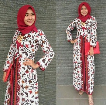 Koleksi Model Gamis Batik Remaja Kombinasi Modern Terbaru 