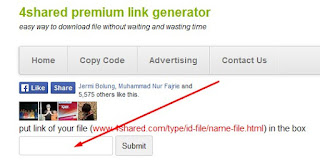 paste url pada 4shared generator