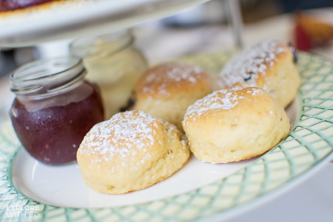 Vanilla and Raisin Scones with Clotted Cream and Jam