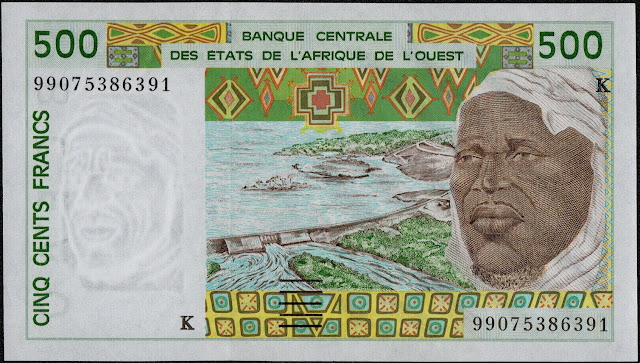 West African States Currency 500 CFA Francs banknote 1999