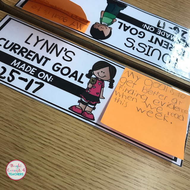 student learning goal cards
