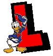 Alfabeto de Mickey y sus amigos con letras rojas L.