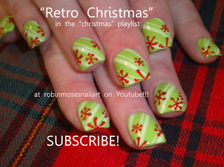 retro christmas, new years 2011 nails, red and green nail, red snowflake nail, lime green nail, short nails with glitter, natural nail art, unique nail art, gold ribbon nail, kitsch nail, robinmosesnailart,