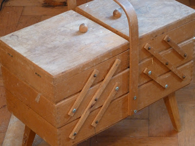 Wooden cantilevered sewing box