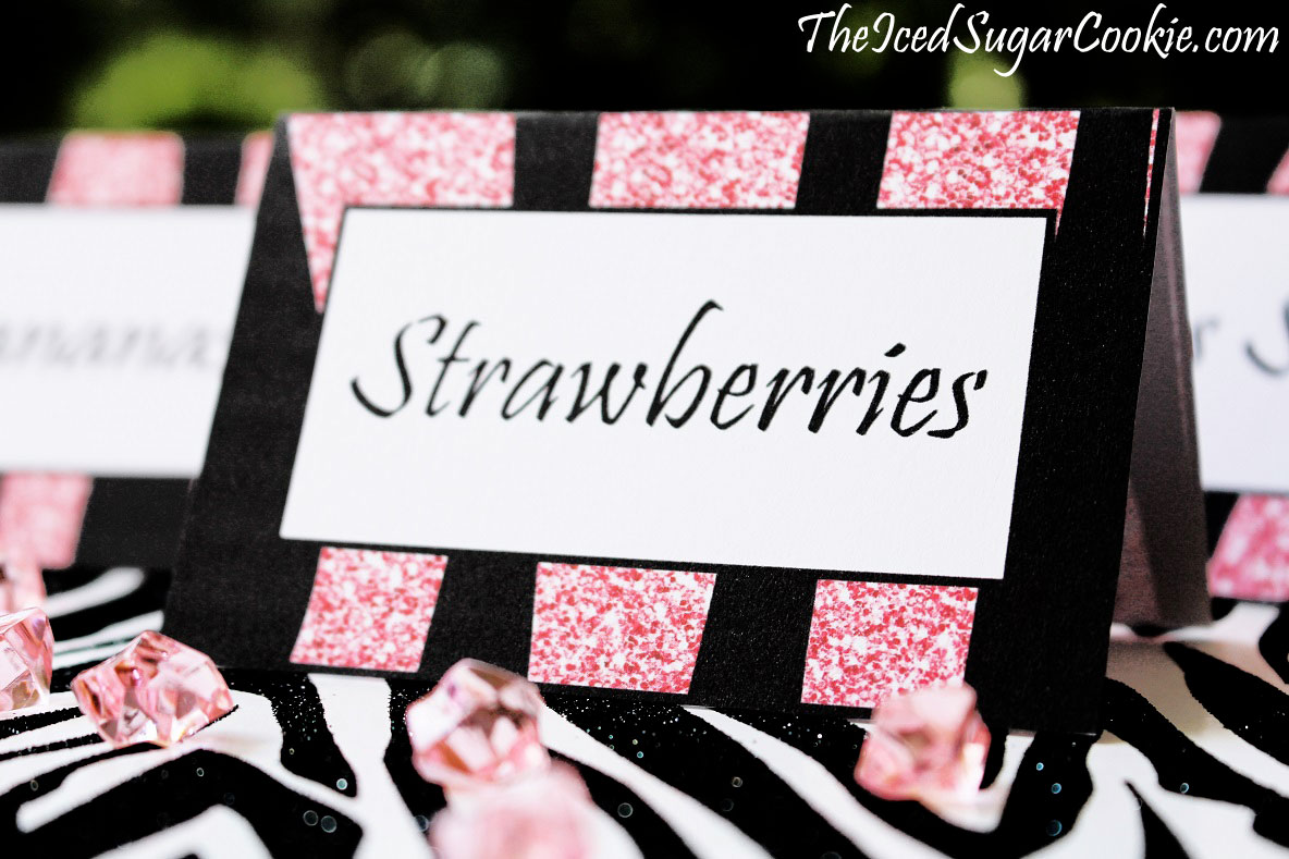 DIY Birthday Blog DIY Pink Glitter Zebra Birthday Party Food Label Tent CardsDigital Download