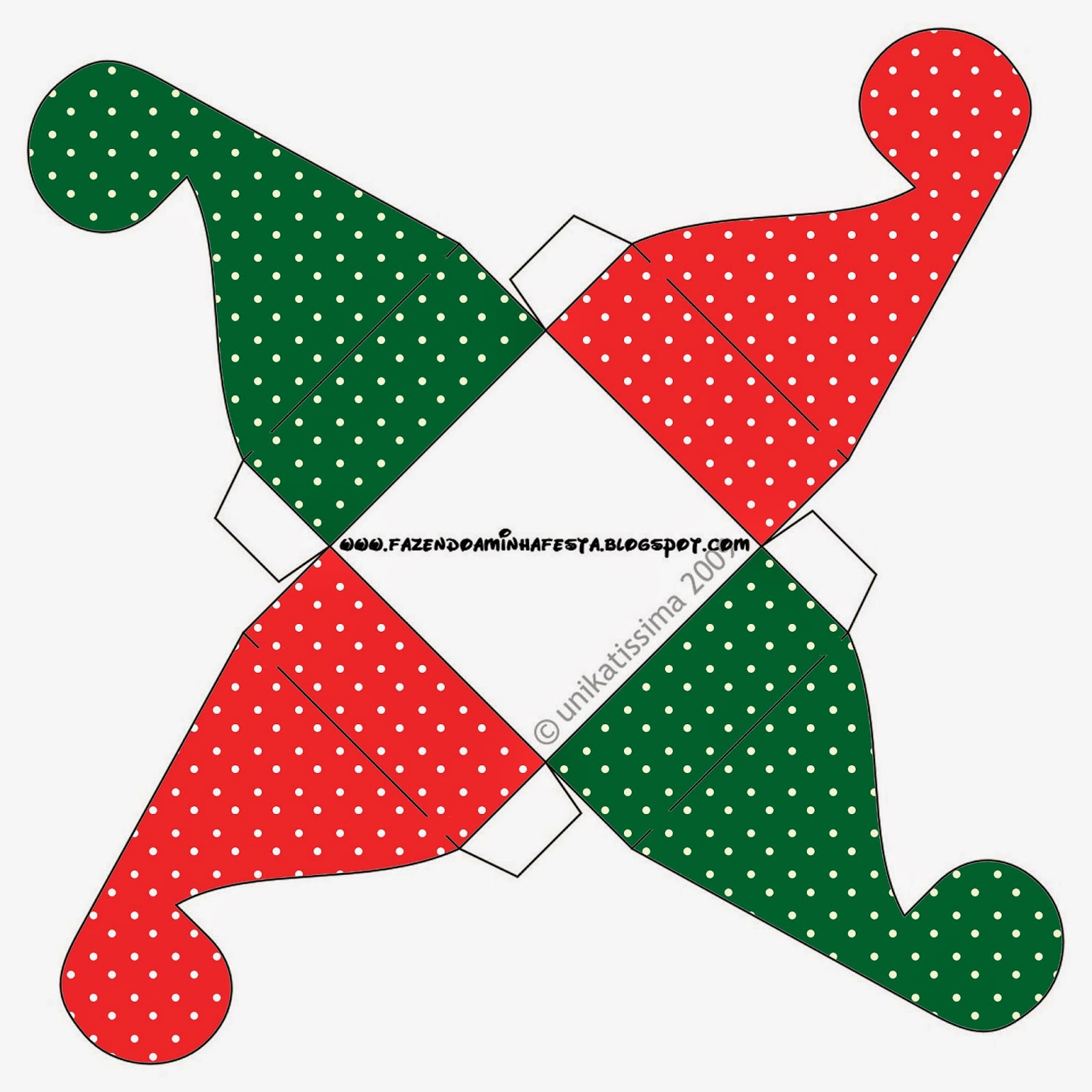 Navidad Rojo y Verde: Cajas para Imprimir Gratis.