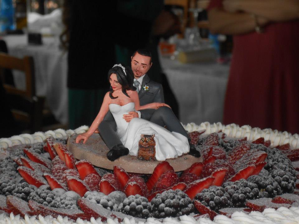 cake topper artistici sposini torte milano coppia con gattino orme magiche