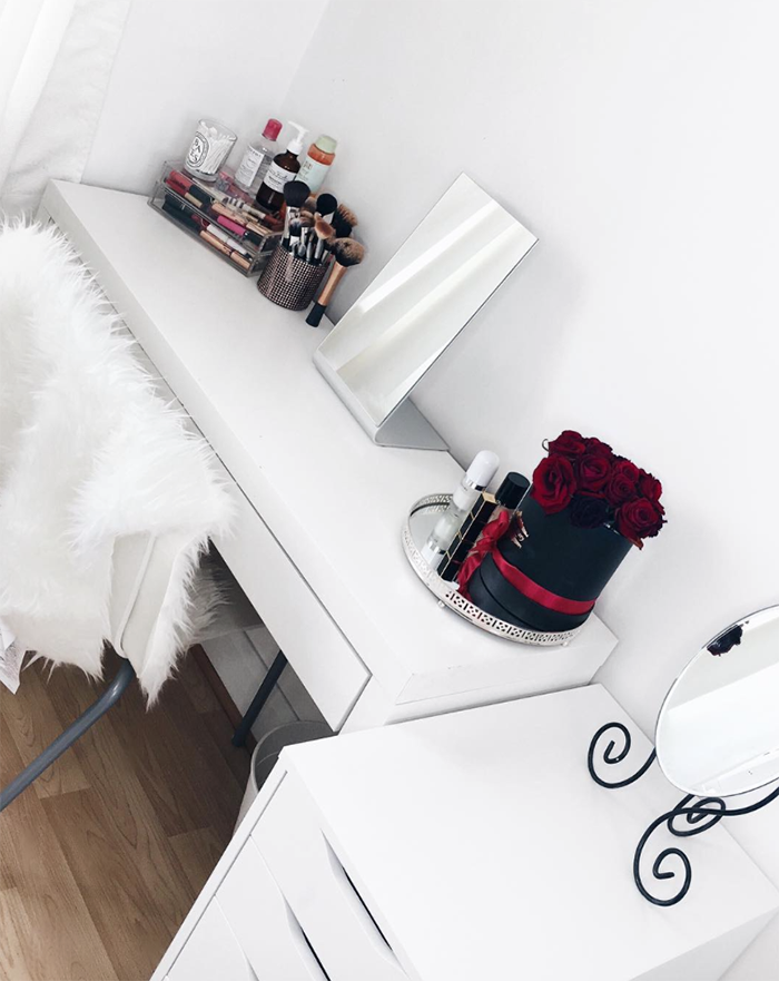 make-up storage: ikea malm dressing table