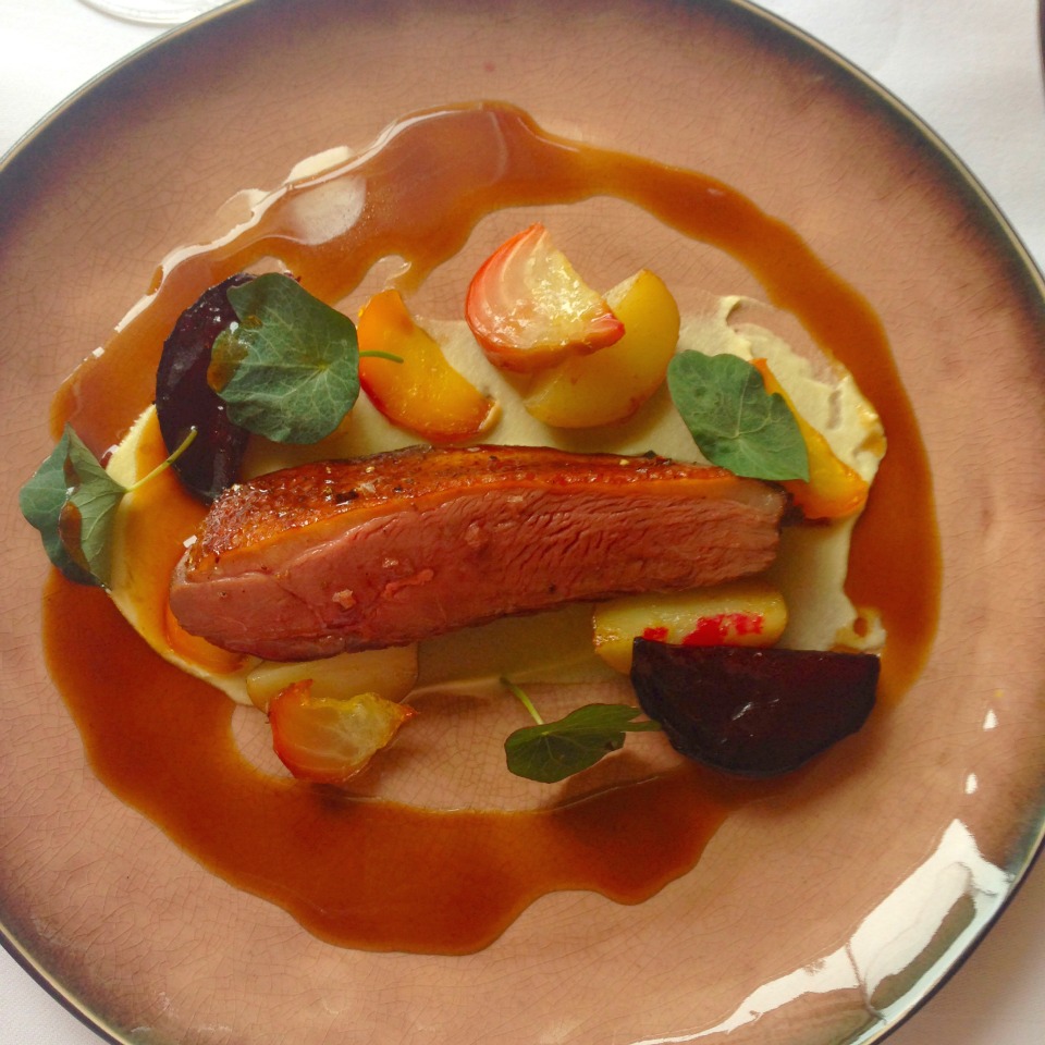 Glazed Duck Breast with Salt Baked Beetroot, Celeriac Puree and a Duck Jus