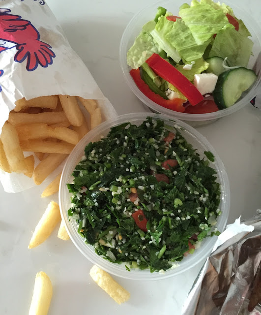 Camberwell Charcoal Chicken, salad, chips, takeaway