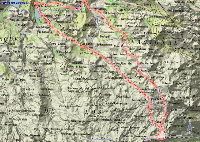 Ruta Lago Ercina, Jultayu, Cuvicente: Mapa de la ruta