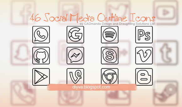social media outline icons outline, icons, free, download, facebook, gratis