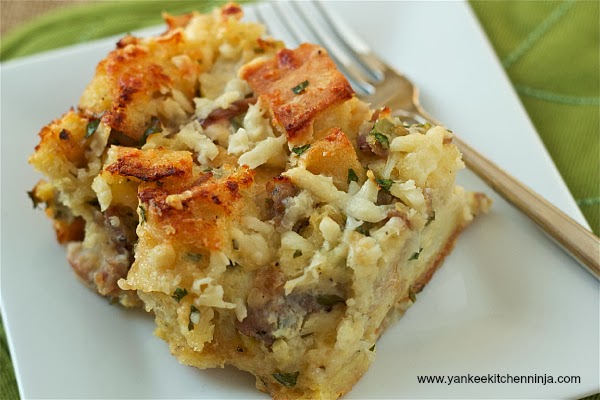 sausage and apple bread pudding