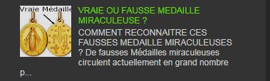 VRAIE OU FAUSSE MEDAILLE MIRACULEUSE ?