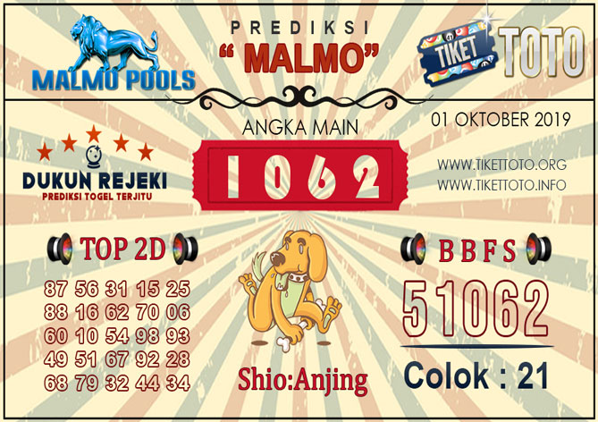Prediksi Togel MALMO TIKETTOTO 01 OKTOBER 2019